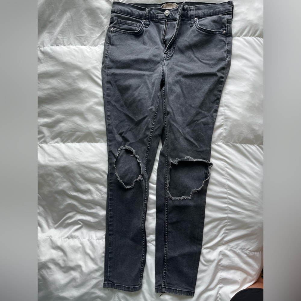 Free People Black Distressed Jeans